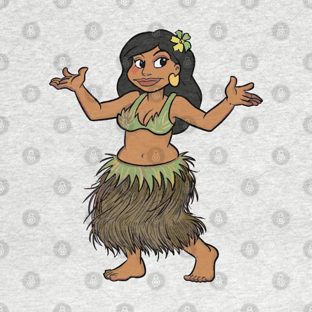 Hula Polynesian dance Cartoon by Alexander Luminova